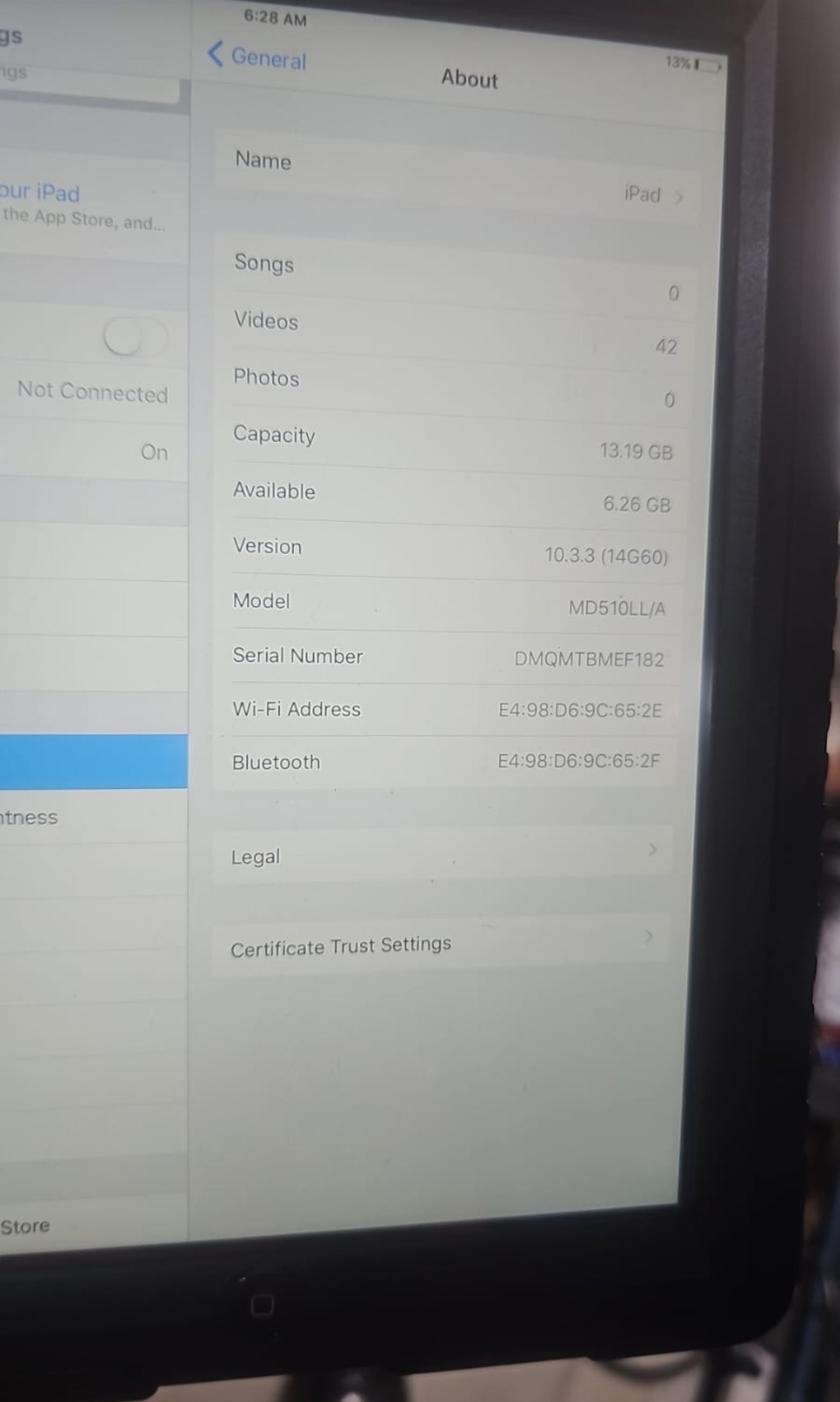 Apple ipad Air 1 I 16GB SSD I wifi only I no sim card I just for browsing.